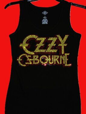 Ozzy Osbourne  Rhinestone bling black  sleeveless tank   XS,S,M,L,XL,XXL, …